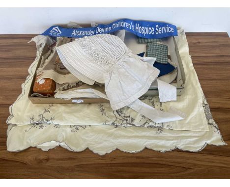 A collection of antique and vintage lace and material and buttons including a bonnet, thank you for looking at this lot which