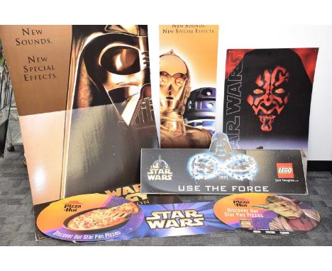 Seven modern Star Wars related cardboard advertising displays and signs, AF, thank you for looking at this lot which is being