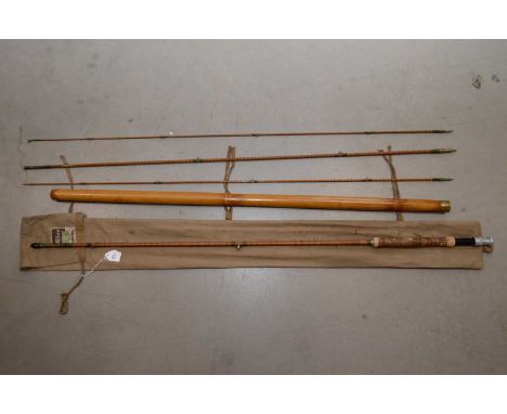 AF, a Hardy Palakona 'The Brown Houghton' 3 piece rod, split cane, with additional tip, plus Hardy Wooden carry tube and clot