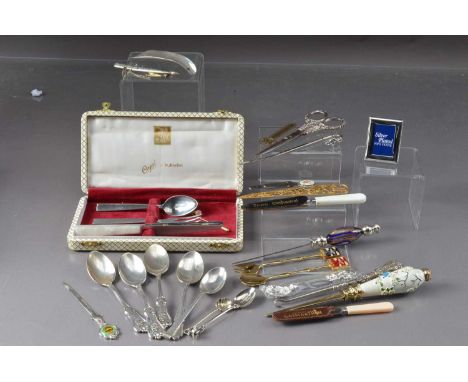 A selection of silver and silver-plated cutlery and letter openers. Some in base metal, thank you for looking at this lot whi