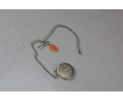 An Edwardian silver vesta case by Sampson Mordan &amp; Co, and an Albert silver watch chain, thank you for looking at this lo