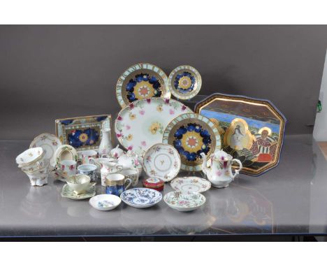 Continental porcelain coffee set for two, with tray, together with a Royal Worcester Millennium pates and dishes, a Limoges b