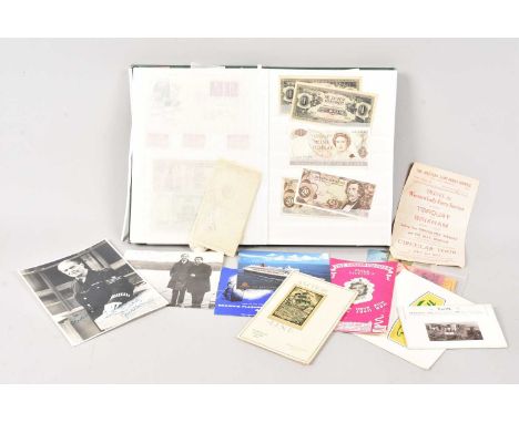 A small group of collectables including a signed photograph of the Actor Jack Warner, a stamp album with various stamps and f