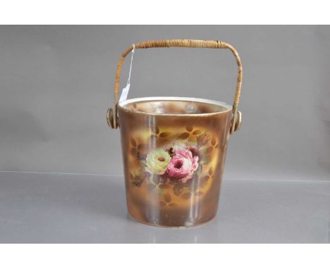 An early 20th Century "Imperial Porcelain" slop bucket and cover, with transfer print rose decoration. Vincent Pottery Co, Ch