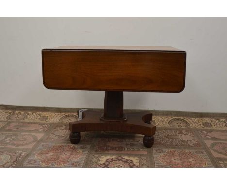 A George III mahogany drop leaf side table, AF, one leg loose and needs repair, 97cm wide, thank you for looking at this lot 