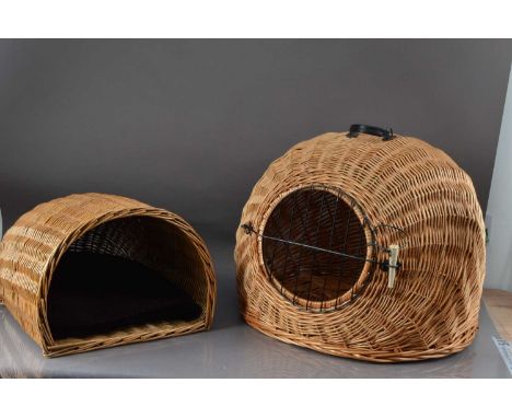 A large wicker cat basket, together with a cat bed 58 cm wide basket, thank you for looking at this lot which is being sold o