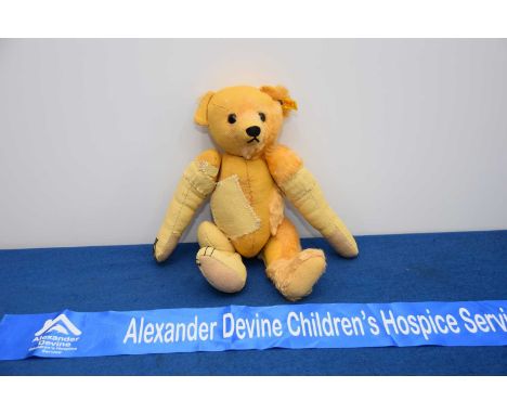 A vintage Steiff Teddy Bear, AF, heavily repaired and bald, 38cm, thank you for looking at this lot which is being sold on be