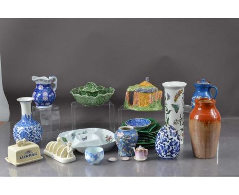 A collection of ceramics, including a Portmeirion the Botanical Garden vase together with a Lurpak butter dish and cover and 
