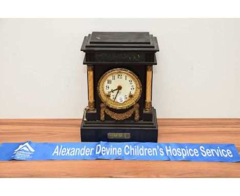 A Late Victorian Slate eight-day mantle clock, AF, thank you for looking at this lot which is being sold on behalf of The Ale