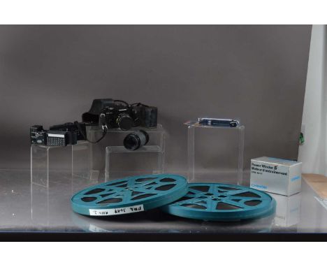 A collection of cameras, including Power winder S Chinon boxed Miranda 630 CD multi - dedicated flashgun - boxed Miranda fold