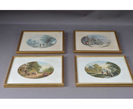 Four oval shaped prints Abraham Le Blond Children playing in rural settings in various seasons. 13cm x 17cm, thank you for lo
