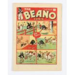 Beano No 13 (1938). Bright cover, with half-inch margin tear, cream pages [vg+]