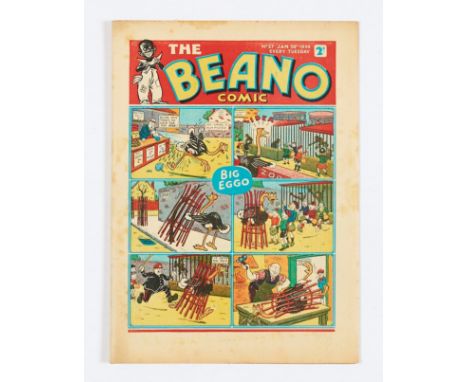 Beano No 27 (1939). Bright covers, cream pages with light foxing blemishes to some page margins. 2 interior page edge overhan