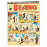 The Beano/Biffo the Bear original front cover artwork (1953) drawn and signed by Dudley Watkins