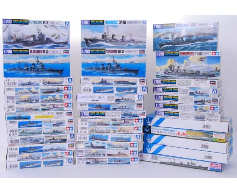 JAPANESE NAVY MODEL KITS: A collection of 39x assorted 1/700 scale plastic Japanese Navy model kits. Various makes to include