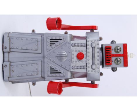 ROBERT THE ROBOT: An original vintage 1960's Ideal Co. made ' Robert The Robot ' plastic toy. With cable operated steering gu