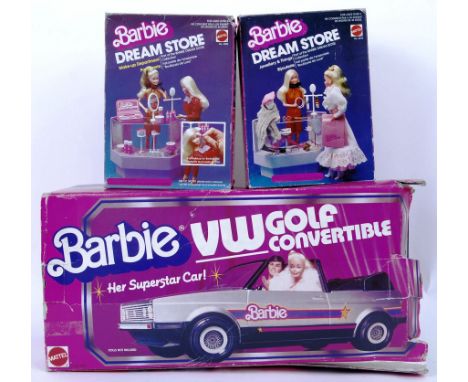 BARBIE: A collection of 3x 1990's Mattel Barbie made playsets. Two being ' Dream Store ' (same playset, variation boxes) and 