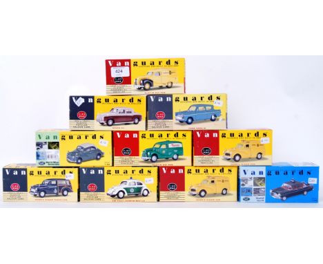 VANGUARDS: A collection of 10x precision diecast model Vanguards vehicles. All within the original boxes to include Austin A4