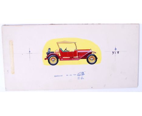 RARE MATCHBOX ARTWORK: An original piece of artwork made for the Matchbox Models Of Yesteryear diecast model Y8 1914 Stutz Ty