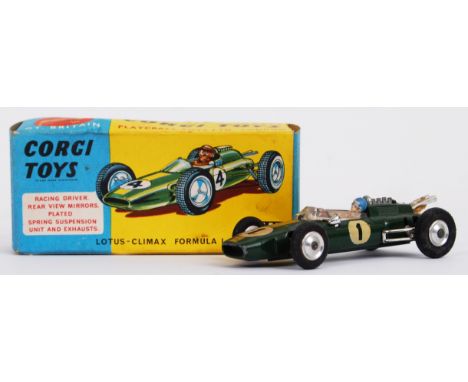 CORGI: An original vintage Corgi Toys diecast model No. 155 Lotus Climax Formula 1 Racing Car. Fair condition model, within t