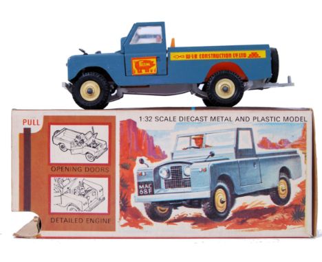 BRITAINS: An original vintage Britains diecast model 9676 Land Rover. In blue, within the original box (one flap missing).