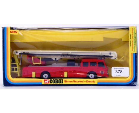 CORGI: An original vintage Corgi diecast model 1126 Simon Snorkel - Dennis fire engine. Within the original box.