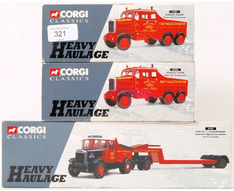 CORGI: A collection of 3x Corgi ' Heavy Haulage ' edition diecast model sets - 2x 17501 Siddle Cook and 1x 16901 Hallett Silb