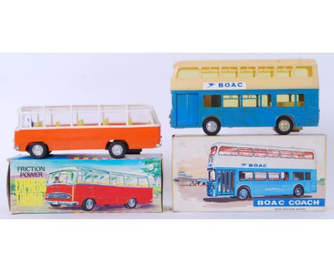 FRICTION POWER: Two NFIC vintage 1970's Friction Powered vehicles, both boxed. Comprising of; BOAC Coach and Express Tourer. 
