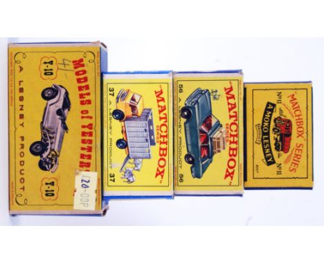 MATCHBOX: A collection of 4x Matchbox Lesney diecast models, comprising of; No.11 Moko Lesney Esso Foden, 56 Fiat 1500, 37 Ca