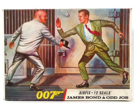 RARE JAMES BOND AIRFIX: A rare vintage Airfix made ' James Bond & Odd Job ' 1/12 scale plastic model kit. The set within a ne