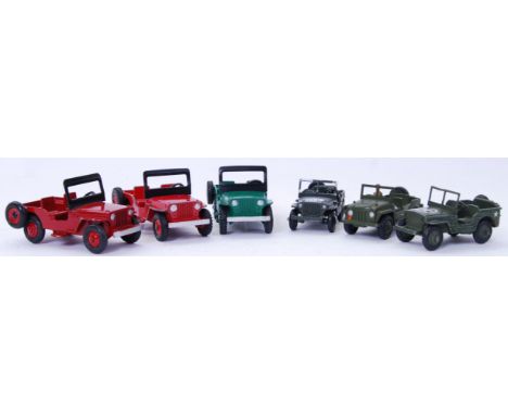 DINKY: A collection of 6x assorted vintage Dinky diecast model Jeeps. To include 25Y, French Dinky 80B and others. All differ