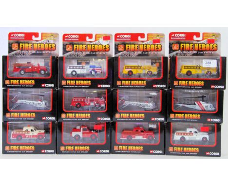 CORGI FIRE HEROES: A collection of 12x Corgi diecast model ' Fire Heroes ' fire engine models. All mint, within the original 