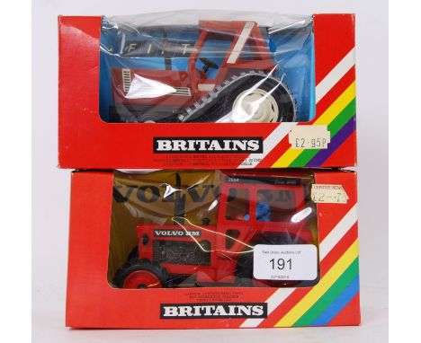 BRITAINS: A collection of 2x vintage Britains Farm  diecast model tractors - 9527 Fiat Half Track Tractor and 9521 Volvo Trac