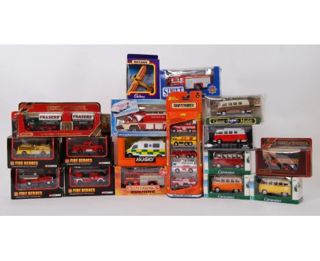 DIECAST: A collection of assorted boxed diecast models to include Corgi Fire Heroes, London's Burning, Matchbox Models Of Yes