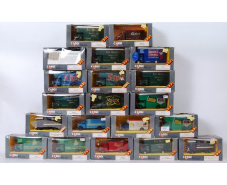 CORGI CLASSICS: A large collection of 20x vintage Corgi Classics boxed diecast model hauliers / vans / advertising trucks. Al