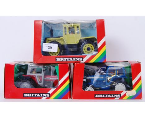 BRITAINS: A collection of 3x vintage Britains diecast model Farm Tractors - 9525, 9523 and 9529. All mint, within the origina