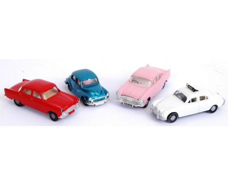 SPOT ON: A collection of 4x vintage Spot On 1/42 scale diecast model cars, comprising of; Morris Minor 1000, Vauxhall Cresta,