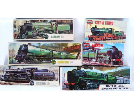 AIRFIX: A collection of 6x vintage Airfix 00 gauge scale plastic model kits, to include; 2x Harrow, Biggin Hill, Evening Star