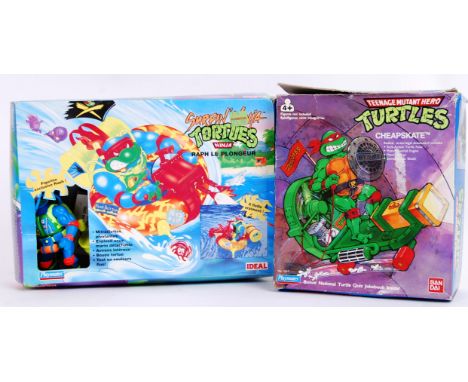 TEENAGE MUTANT NINJA TURTLES: Two original vintage Playmates made Teenage Mutant Ninja Turtles playsets - Cheapskate (with bi
