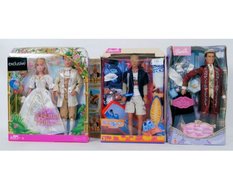 BARBIE: A collection of three special edition Male themed Barbie dolls and sets, by Mattel, to include; California Boy Blaine