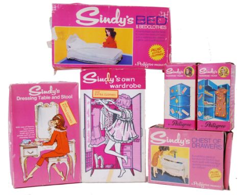 SINDY: A good collection of vintage 1960's Sindy by Pedigree boxed furniture / house accessories. To include Dressing Table &