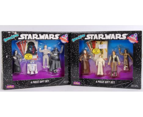 STAR WARS BEND EMS: Two original vintage Star Wars Justoys ' Bend 'Ems ' action figure gift sets - ' 4 Piece Gift Set '. Both