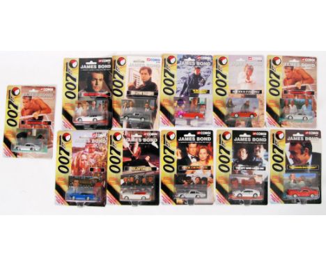 JAMES BOND: A collection of 11x assorted James Bond Corgi 1:43 scale diecast models. All carded, unused and unopened. 