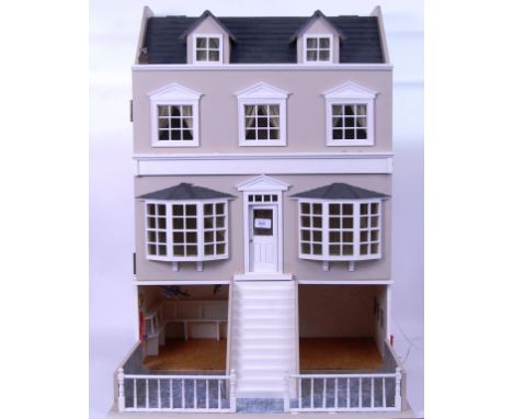DOLLS HOUSE & SHOP: A beautiful 20th century dolls house with basement shop. Well proportioned, and incredibly detailed. Come