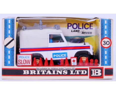 BRITAINS: An original vintage Britains diecast model 9610 Police Land Rover. Mint, within the original box (hole in window on