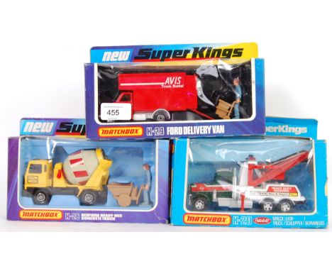 MATCHBOX SUPERKINGS: A collection of 3x vintage Matchbox diecast model SuperKings, comprising of; K-26 Bedford Concrete Truck