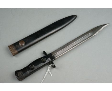 A British Military L1A3 SLR Rifle Bayonet With Original Scabbard. 