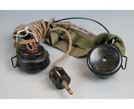 A Vintage British World War Two / WW2 Era Military Radio Headset. 