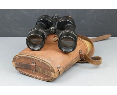 A Pair Of World War Two Military Issued Binoprism No.5 MK.II x7 Binoculars, Dated 1941 And Marked With The Broad Arrow, Compl