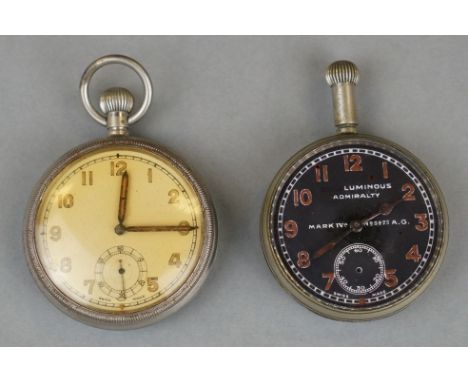 Two British Military Pocket Watches To Include A GS/TP and Luminous Admiralty Examples, Both Marked With The Broad Arrow Too 